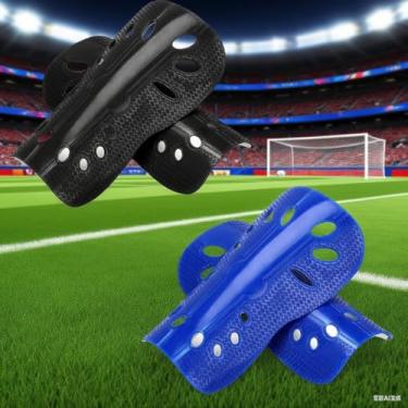 Imagem de Caneleiras de futebol, 2 pares, caneleiras leves e respiráveis para adultos, proteção de panturrilha para futebol masculino e feminino. Descrição de cinco pontos