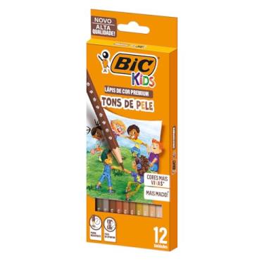 Imagem de 301087 - Lápis de Cor Tons de Pele, BIC, Cores Vivas, Escrita Macia, 12 Unidades