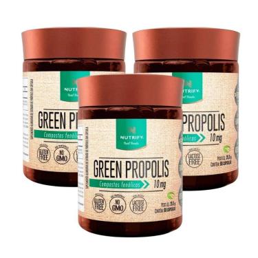 Imagem de 3 Green Própolis 60Caps Nutrify - Própolis Verde Fenóis 10Mg