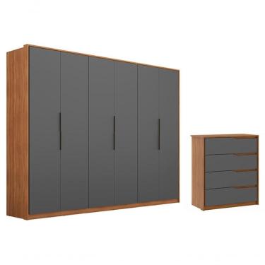 Imagem de Conjunto Guarda Roupa Atrice E Comoda Atria Amendola Grafito