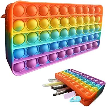 Imagem de Estojo de lápis pop, estojo de lápis fidget brinquedo de bolha de silicone sensorial, bolsa de armazenamento de papelaria, brinquedo de descompressão para crianças, presentes de temporada escolar,