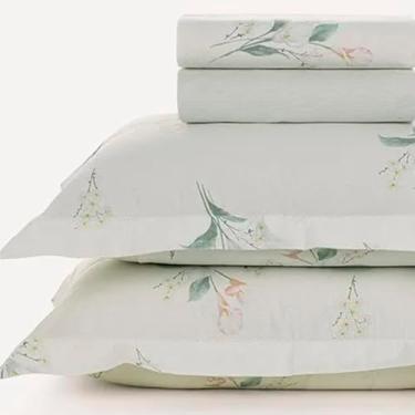 Imagem de Jogo de Lençol King 3 Karsten Percal 200 Fios 100% Algodão Estampado Cama Dobra Feita 4 Peças (LYDIA)