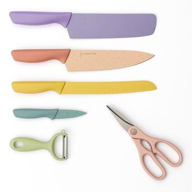 Imagem de Conjunto De Facas 6 Peças Aço Inoxidável Tesoura Descascador