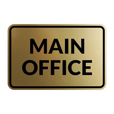 Imagem de Signs ByLITA Placa clássica emoldurada para escritório principal (ouro escovado) - Grande