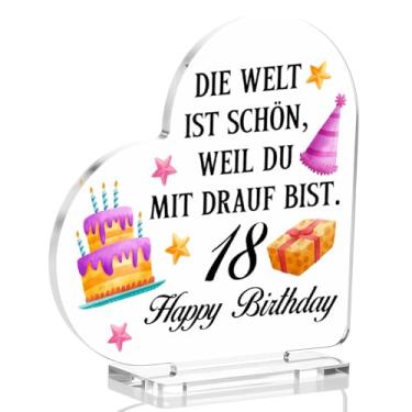 Imagem de Placa de coração presente para mulheres aniversário de 18 anos, placa de mesa acrílica presentes de lembrança de aniversário para 18 anos filha irmã