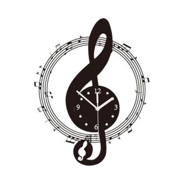 Imagem de XLWLLNJ Relógio de parede com notas musicais, decoração de parede, presentes de fácil leitura, algarismos arábicos, ornamento de acrílico, relógio pendurado, 30cm