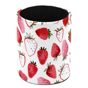 Imagem de otnrnondcl Suporte de caneta para mesa, suporte de lápis de morango em aquarela, suporte de copo para mesa, escritório, organizador de canetas