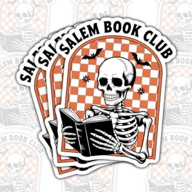 Imagem de 3 adesivos Salem Book Club, decalques de vinil de leitura bruxa presentes para amantes de livros, bruxas, bibliotecários, professores, estudantes, para laptop, garrafa de água, copo, diários, cadernos