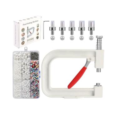 Imagem de Lythor Máquina de configuração de pérolas para roupas e acessórios | Ferramenta de rebite de 4 garras para decoração DIY em chapéus, bolsas, jeans | Aplicador de contas de imitação sem furo com 5