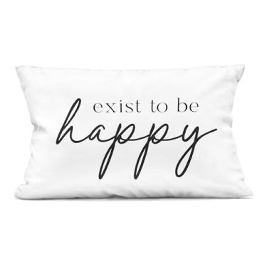 Imagem de Stupell Industries Almofada decorativa impressa Exist to Be Happy, design por letras e forrado