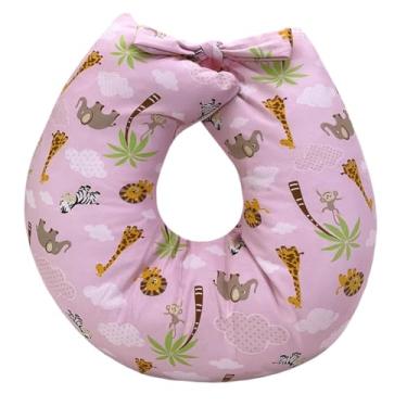 Imagem de Almofada de Amamentação com Zíper e Refil – Diversas Estampas para Meninos e Meninas, Conforto e Praticidade (SAFARI ROSA)