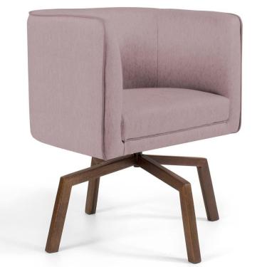 Imagem de Poltrona Decorativa Giratória Base Ka Madeira Betina C-305 Veludo Rosê - Domi