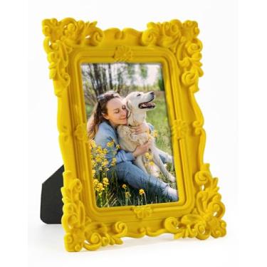 Imagem de FOLKOR Molduras para fotos 10 x 15 cm para impressões de desenhos, pequena moldura decorativa colorida com vidro/suporte de verdade, moldura ornamentada rococó para presente para casamento, chá de