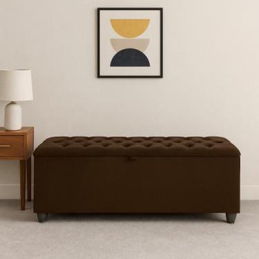 Imagem de Baú Recamier Sara 150 cm Para Cama Queen Com Capitonê E Pistão LV - LV