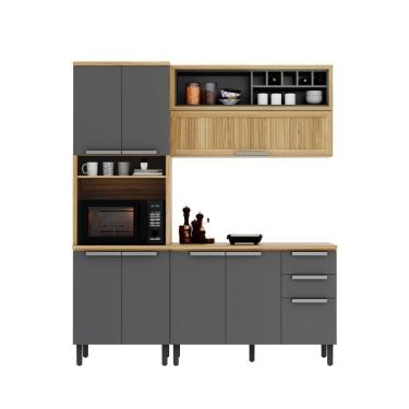 Imagem de Cozinha Compacta Em Mdf New Porto Grafite 190cm Com Espaço Para Forno Itatiaia