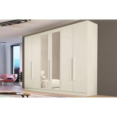 Imagem de Guarda Roupa Casal 6 Portas (2 C/ Espelho) E 4 Gavetas Oslo Off White - Europa