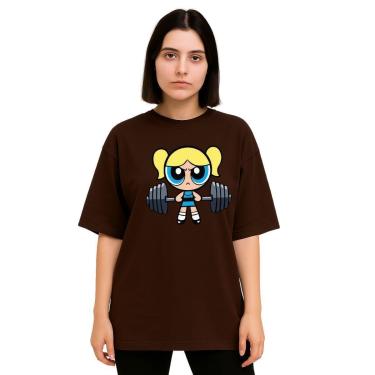 Imagem de Camiseta Oversized Feminina Algodão Treino Academia Estampada-Feminino