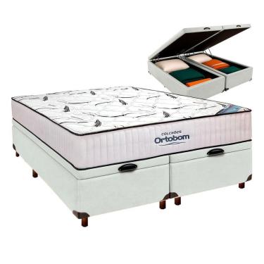 Imagem de Box Bau Blindado Perola + Colchão Casal High Foam Ortobom
