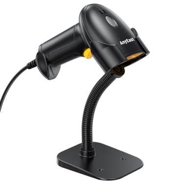 Imagem de Scanner de código de barras com suporte, inventário com fio USB 2D 1D QR Code, compatível com computador POS MAC com digitalização automática, leitor de código de barras portátil para supermercado de