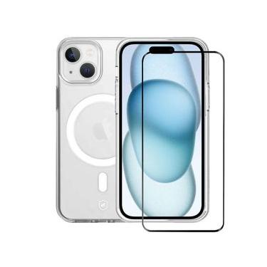 Imagem de Kit Capa MagSafe Crystal Armor e Pelicula Coverage 5D Pro Preta para iPhone 15 - Gshield