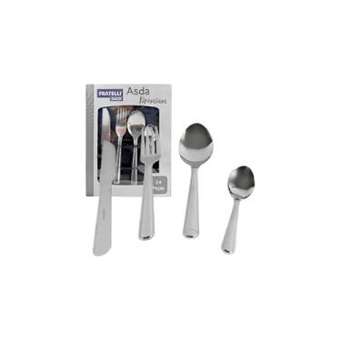 Imagem de Jogo de Talheres Clássico em Inox, 24 Peças, Garfos, Facas, Colheres, Colheres de Chá, para Uso Diário e Churrascos