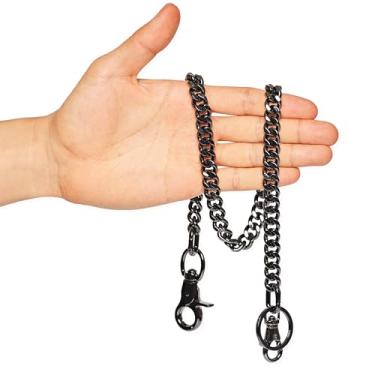 Imagem de newtro Corrente carteira masculina feminina menino menina motociclista calça jeans punk chaveiro longo preto ouro prata 26 tipos, 02 - Preto, 24in