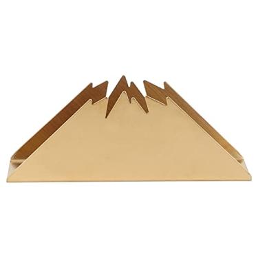 Imagem de Porta-guardanapos de aço inoxidável, rack triangular de lenços com suporte para casa, restaurante, hotel (ouro)