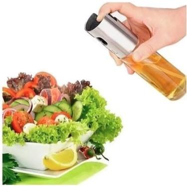 Imagem de Spray Borrifador Multifuncional para Azeite e Vinagre (100ml) | Dosador de Vidro e Inox | Acabamento Dourado em Receitas | Controle de Calorias e Gordura | Coberturas e Temperos