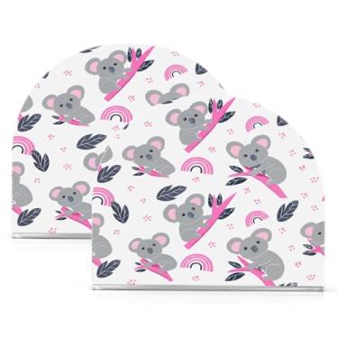 Imagem de Qilmy Porta-guardanapos acrílico Koalas cinza, suporte de lenços de mesa independente, dispensador de papel de coquetel para cozinha, jantar, restaurante, bar, decoração, 2 unidades