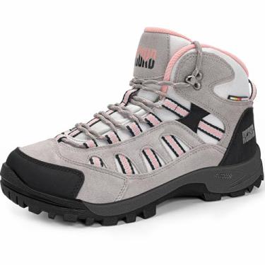 Imagem de R CORD Botas de caminhada femininas para trilhas, impermeável, para caminhada, acampamento, atividades ao ar livre, de alta tração, botas para mochilão, pêssego, tamanho 42