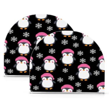 Imagem de Qilmy Porta-guardanapos acrílico pinguins fofos, suporte de lenços de mesa independente transparente, dispensador de papel de coquetel para cozinha, jantar, restaurante, bar, decoração, 2 unidades