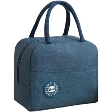 Imagem de Bolsa Térmica Marmita Lancheira Sacola Em Poliéster Com Ziper De Segurança Impermeável 7 Litros Cinza, Preta, Rosa, Azul e Vermelha Trabalho Academia Escola Passeio PREMIUM SYANG (Azul)