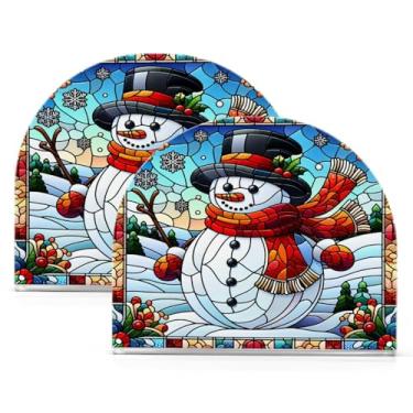 Imagem de Qilmy Porta-guardanapos acrílico boneco de neve de Natal, suporte de lenços de mesa independente transparente, dispensador de papel de coquetel para cozinha, jantar, restaurante, bar, decoração, 2