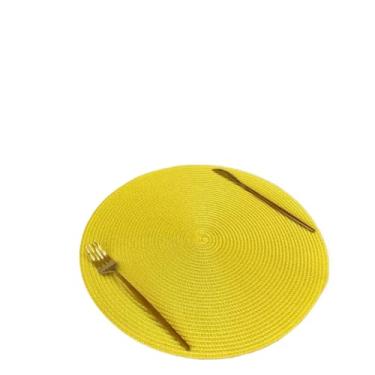 Imagem de Jogo Americano Redondo Kit com 6 Peças 38cm em PVC – Sousplat para Mesa Posta, Jantar e Decoração(Amarelo)
