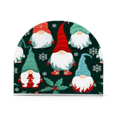 Imagem de JUZIHAI Porta-guardanapos de barbas de gnomo de Natal para mesa, dispensador de guardanapo de acrílico, suporte de lenços independente de mesa para cozinha, jantar, bar, festa, decoração de casa