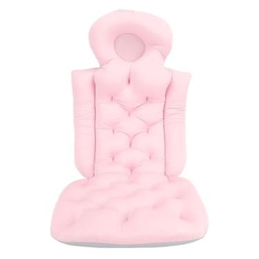 Imagem de CUOFYUNL Almofada de banho de corpo inteiro para banheira Almofada de travesseiro para banheira de adulto para apoio de cabeça e pescoço (Rosa)
