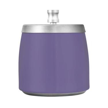 Imagem de Qilmy Cinzeiro roxo de aço inoxidável com tampa - Cinzeiro de cigarro à prova de vento sem cheiro sem fumaça para casa, escritório, carro, pátio, varanda (uso interno e externo)