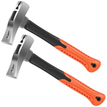 Imagem de LZVXTYM 2 peças de martelo com puxador de unhas, cabeça de martelo exclusiva 3 em 1, barra de alavanca de 33 cm, ferramenta multifuncional com pé de cabra de pata de gato e aderência de borracha