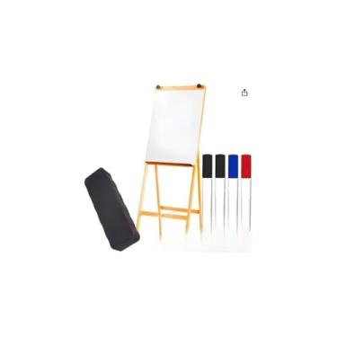 Imagem de Cavalete Porta Bloco Flip Chart, Madeira Pinus Natural, Superfície Branca 60x90cm, Altura 1,80m, para Apresentações e Treinamentos