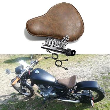 Imagem de Suporte de couro macio retrô marrom para motocicleta suporte de mola para Harley Chopper Bobber
