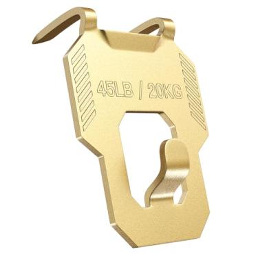 Imagem de Ganchos de parede de drywall de 20 kg: pacote com 15 ganchos dourados para pendurar quadros de parede resistentes - kit de gancho de anel D de fio dente de serra para decoração de quarto e escritório