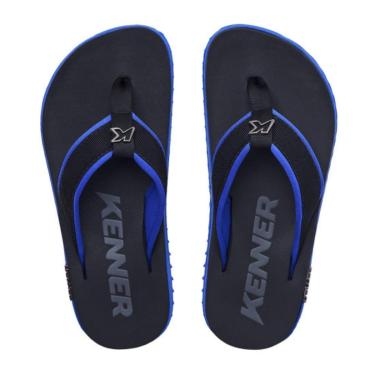 Imagem de Chinelo Sandália Kenner Kivah Cushy Preto e Azul-Masculino