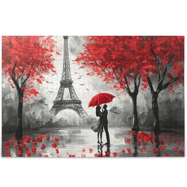Imagem de Quebra-cabeça romântico Eiffel de São Valentim Paris 500 peças para adultos jogo de tecnologia presentes personalizados arte divertida quebra-cabeça família brinquedo arte, 52 cm x 37,8 cm