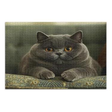 Imagem de Quebra-cabeças 500 peças para adultos gordos britânicos gatos de pelo curto amigos família presentes de jogo mordaça presente quebra-cabeça flor pintura animal, 51 x 35 centímetros