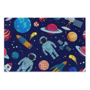 Imagem de Quebra-cabeça 1000 quebra-cabeças para adultos engraçados arte arte fina pintura espaço planetas astronauta, 29,5 x 19,7 polegadas