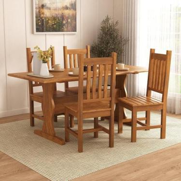 Imagem de Conjunto Mesa 120cm X 80cm com 4 Cadeiras Assento Maciço Germany - Mov