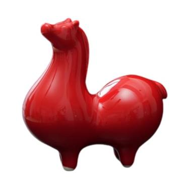 Imagem de Baoblaze Enfeite de cavalo fofo, feito à mão, criativo, para decoração do Ano Chinês. Estátua de cavalo de cerâmica para armário, mesa ou entrada, Ruiva para Baixo