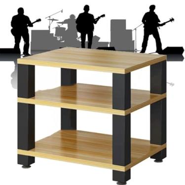 Imagem de Rack HiFi 2 3 4 níveis de armazenamento de mídia suporte toca-discos com absorção de choque, equipamento AV suporte móvel de mídia aberta (preto, 60 x 48 x 10 cm)