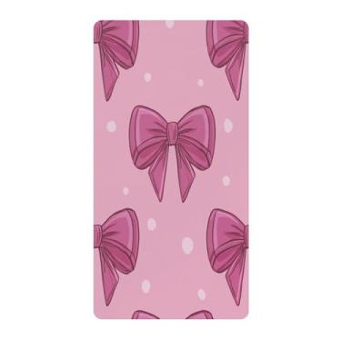 Imagem de Blueangle Lençol de berço padrão para berço infantil - Lençóis de algodão macio e respirável com laços rosa fofos (642)