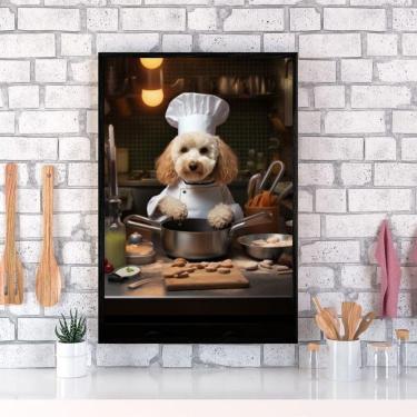 Imagem de Quadro Para Cozinha Cão Raça Poodle 33X24Cm